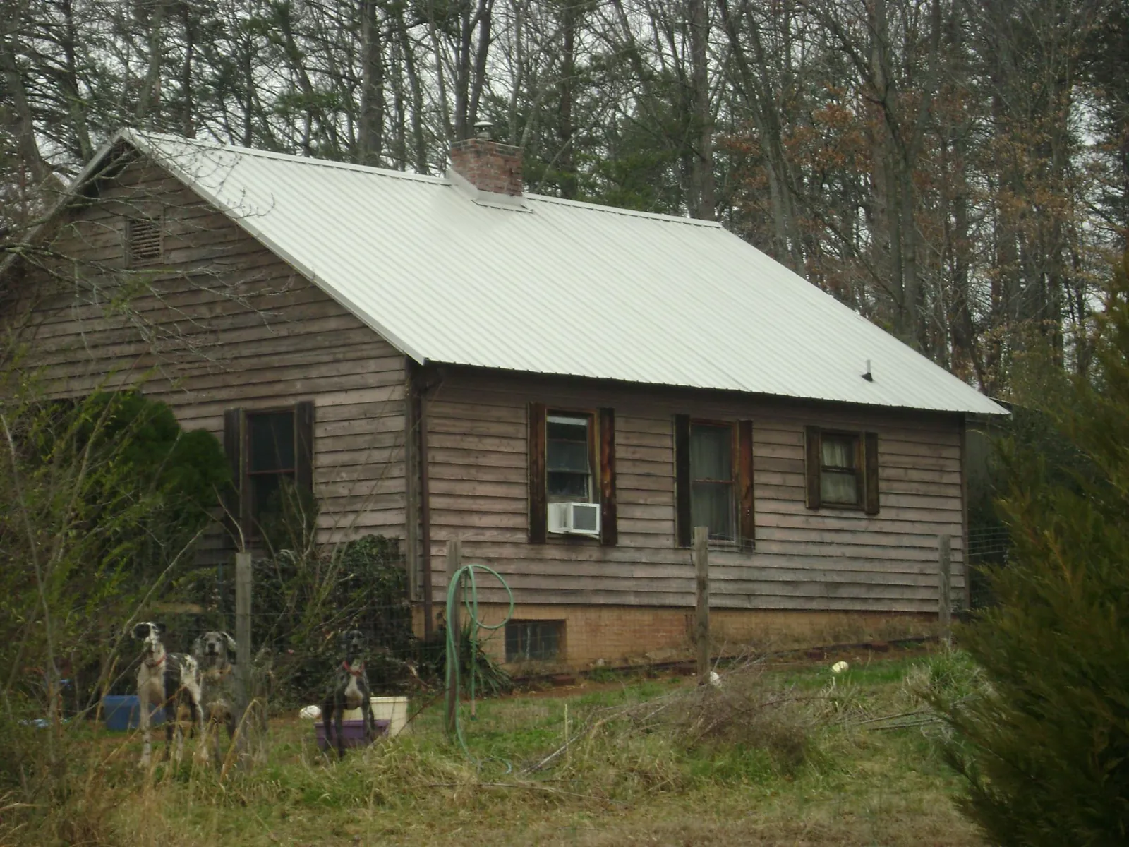 White metal roof on an old wood sided farmhouse, from a Asphalt Shingle Roof Repair job in Dorchester Center